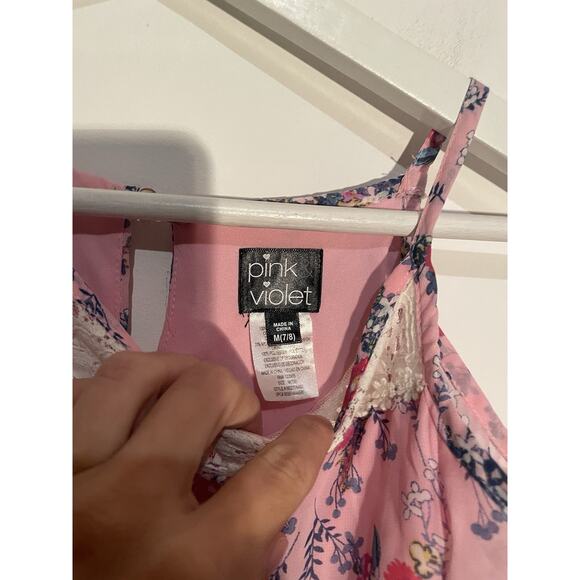 Pink & Violet Girls Dress Spring Summer Easter 7/8 pink & flowers - Picture 4 of 5